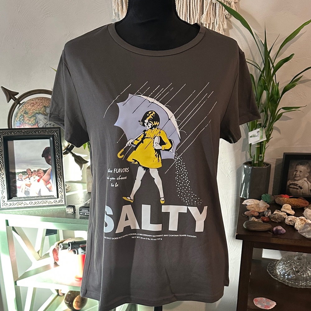 Gray Graphic T-Shirt with Yellow Accents